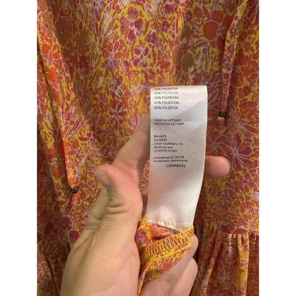 Free People Feeling Groovy Maxi Dress M Orange Floral Boho Medium - Picture 4 of 8